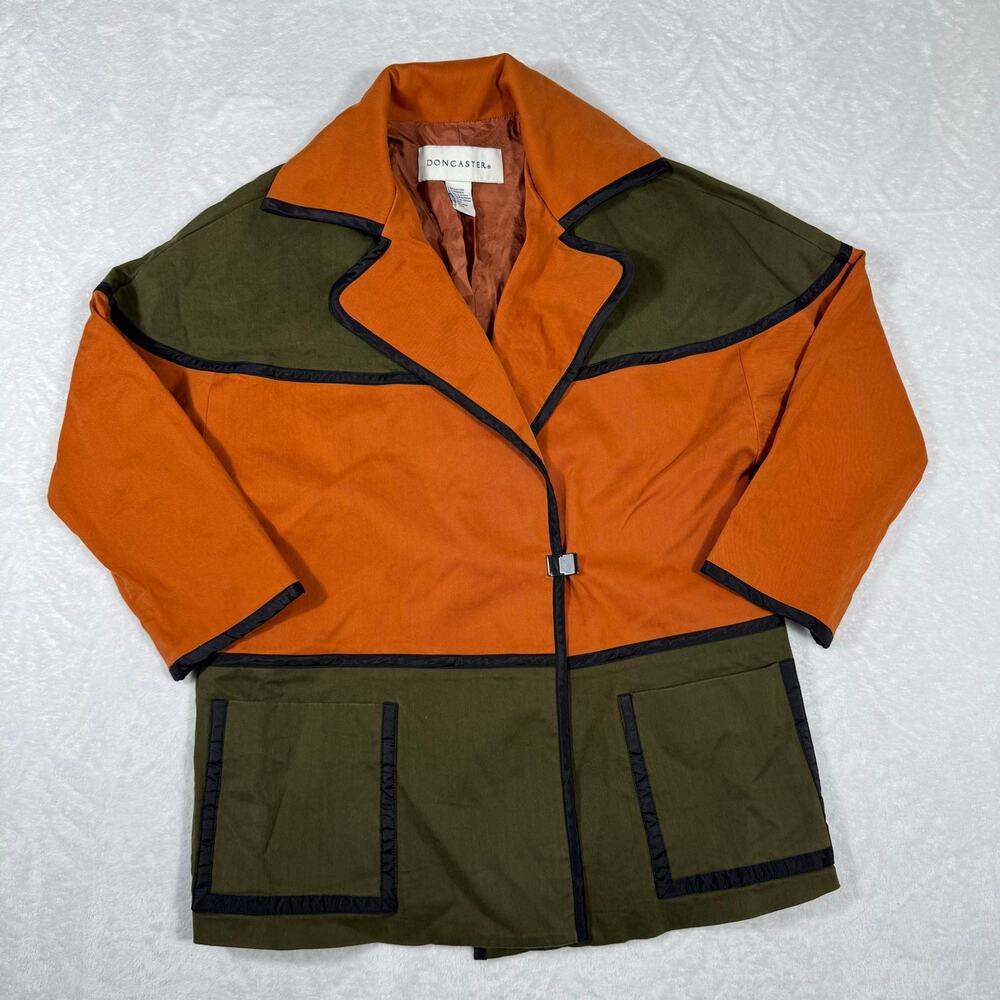 Doncaster Coat Women's 10 Color block Orange Olive Green Jacket MSRP$395 Pockets